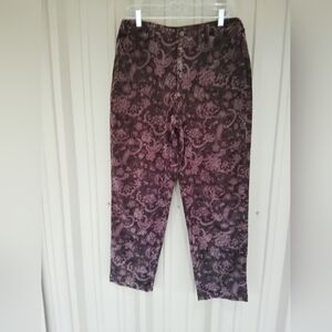 Women's Dark Purple Foral Patterned Pants Size 12 Flowers